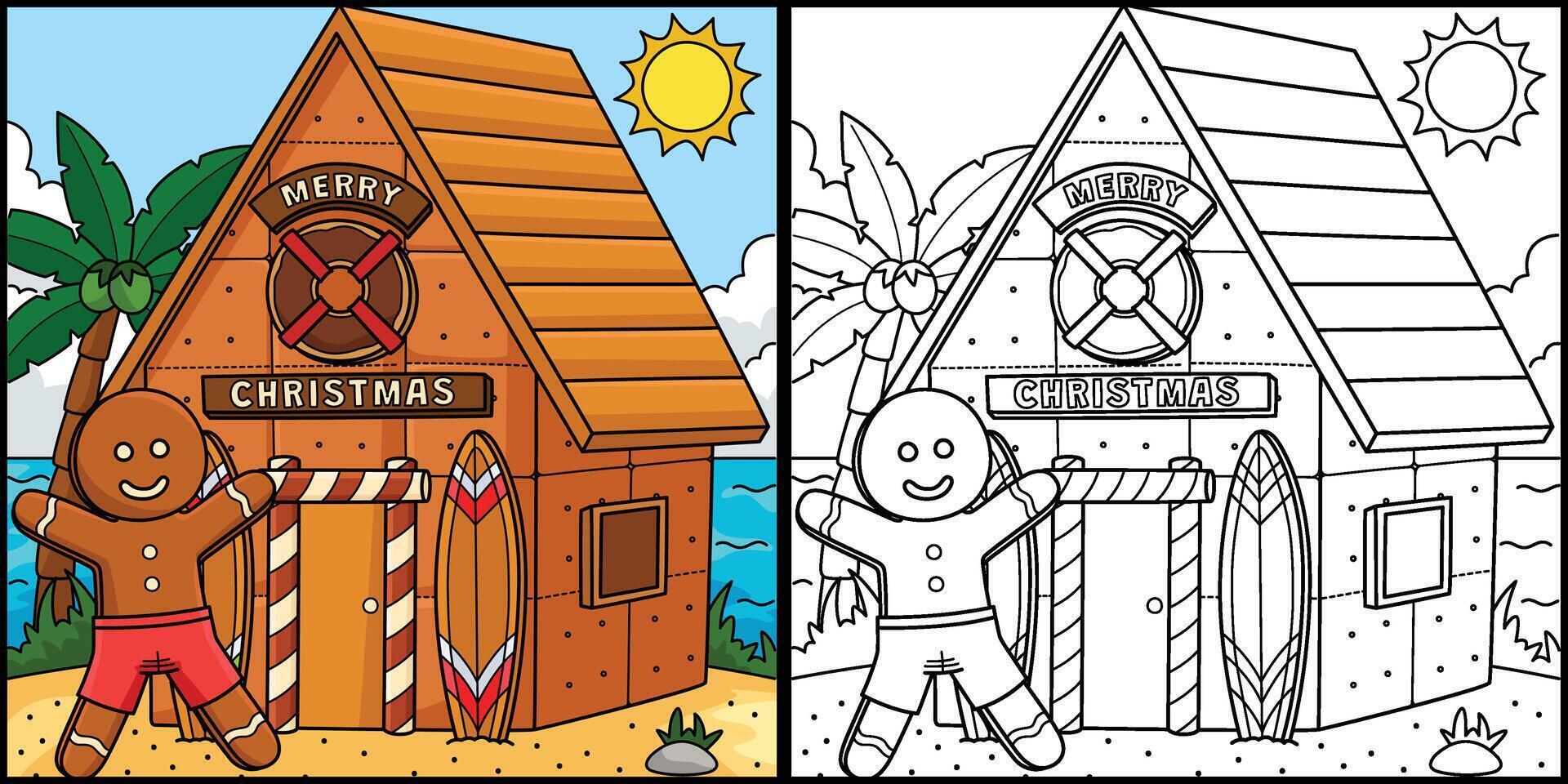 Christmas in July Gingerbread Beach House vector