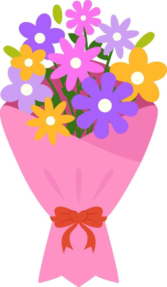 Bouquet Flower Script Cartoon Colored Clipart vector