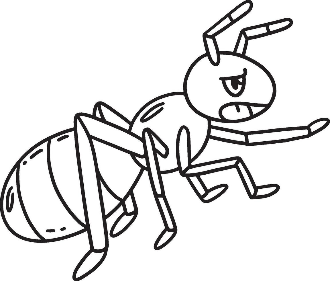 Happy Ant Playing Isolated Coloring Page for Kids vector