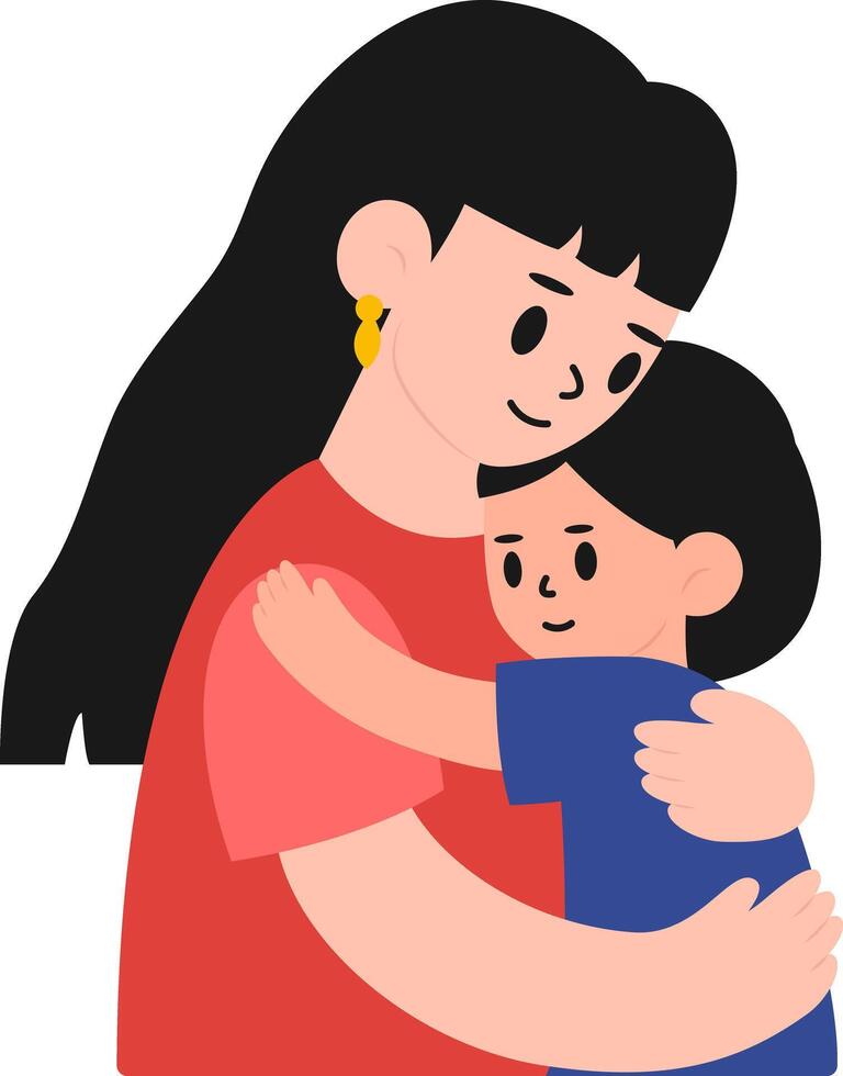 Mother Hugging Child Cartoon Clipart vector