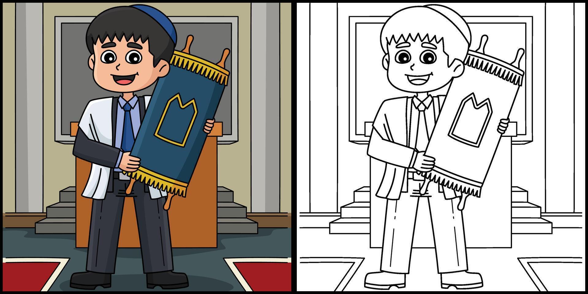 Bar Mitzvah Boy Carrying the Torah Illustration vector