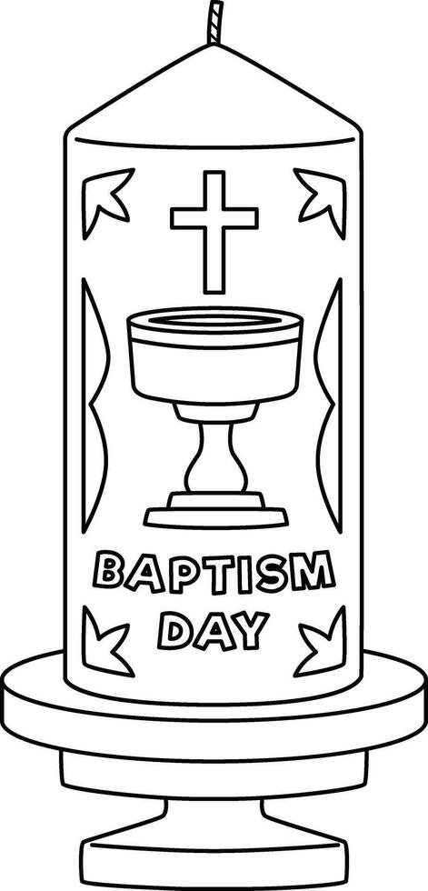 Baptism Day Candles Isolated Coloring Page vector