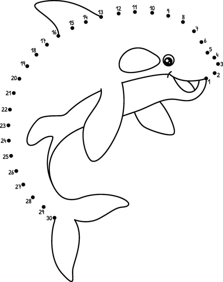 Dot to Dot Killer Whale Animal Isolated Coloring vector