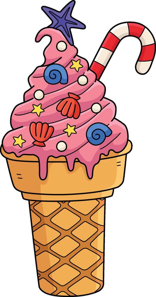 Christmas in July Ice Cream Cartoon Clipart vector