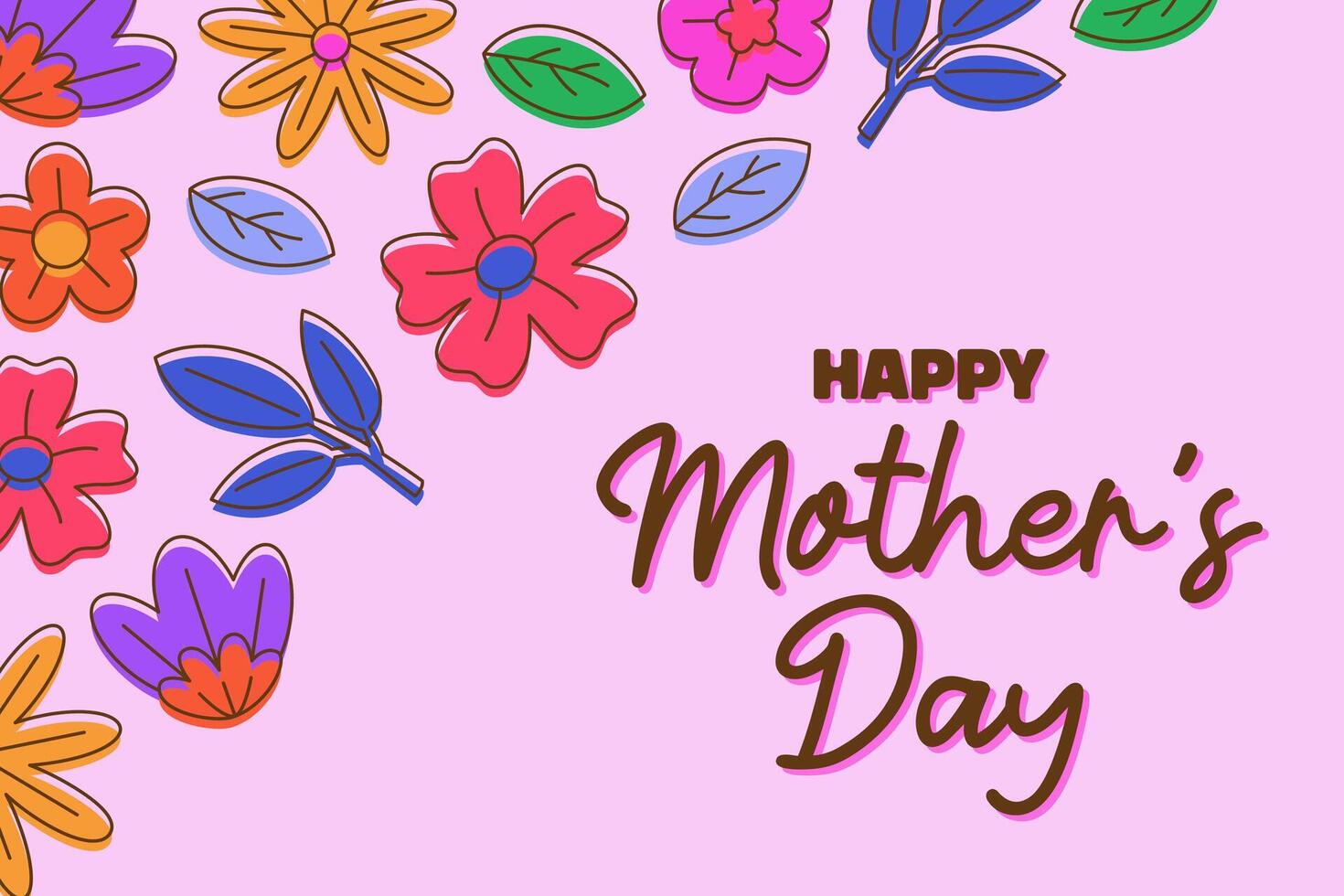 Happy Mothers Day Poster Horizontal Banner vector