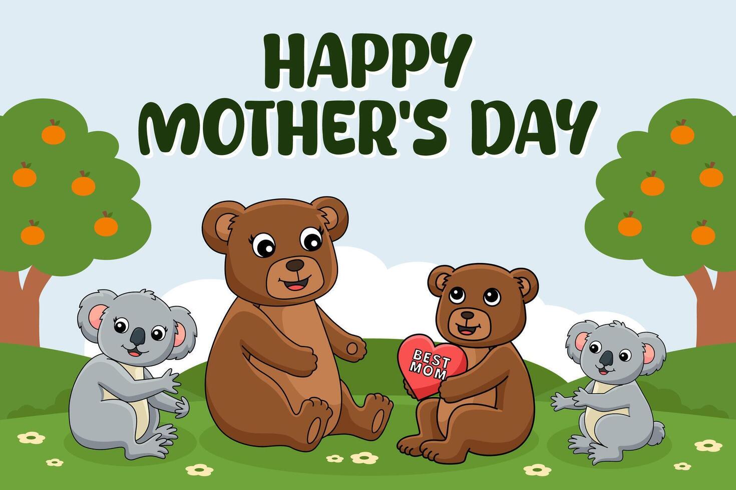 Happy Mothers Day Poster Horizontal Banner vector
