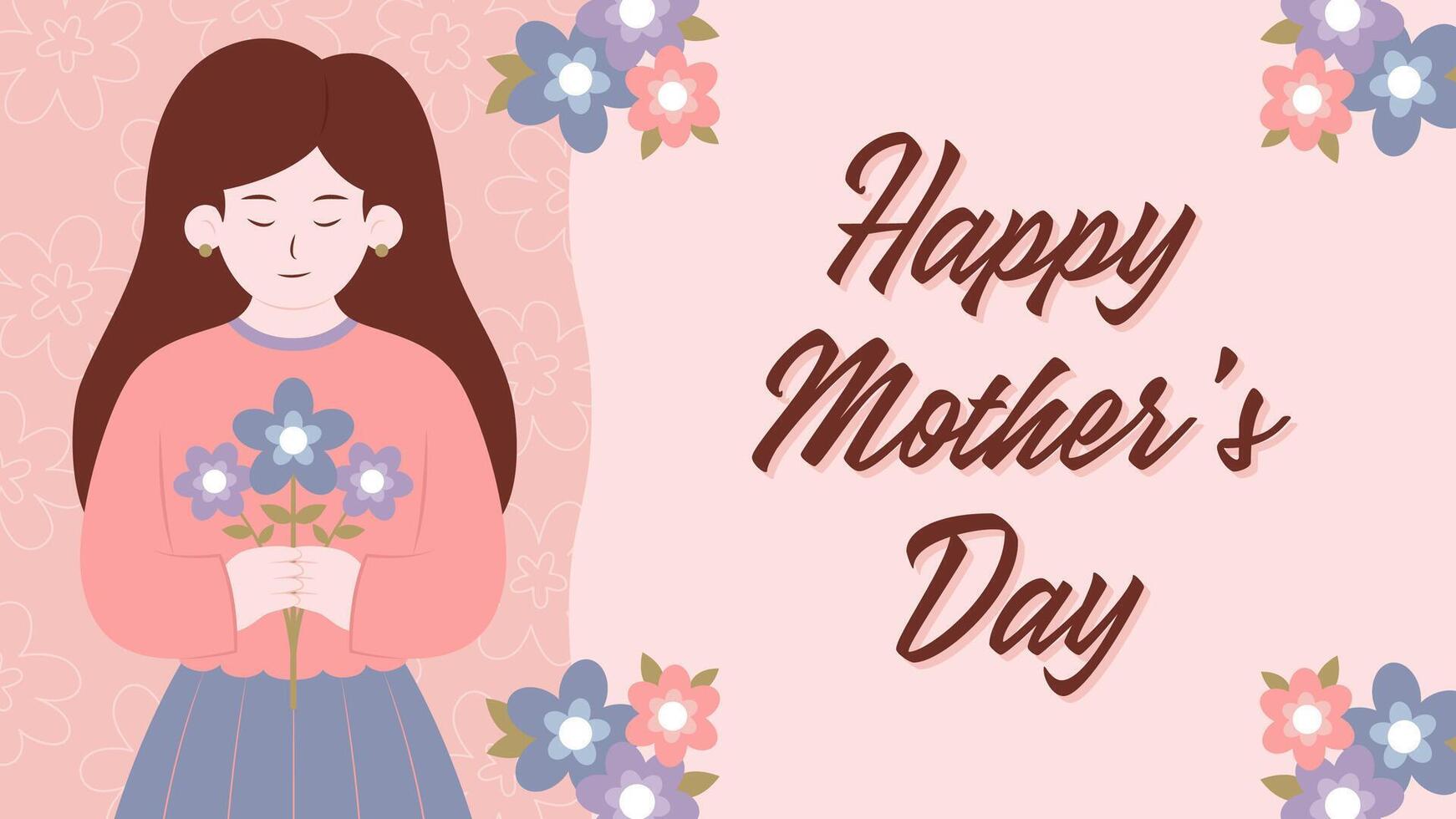 Happy Mothers Day Poster Horizontal Banner vector