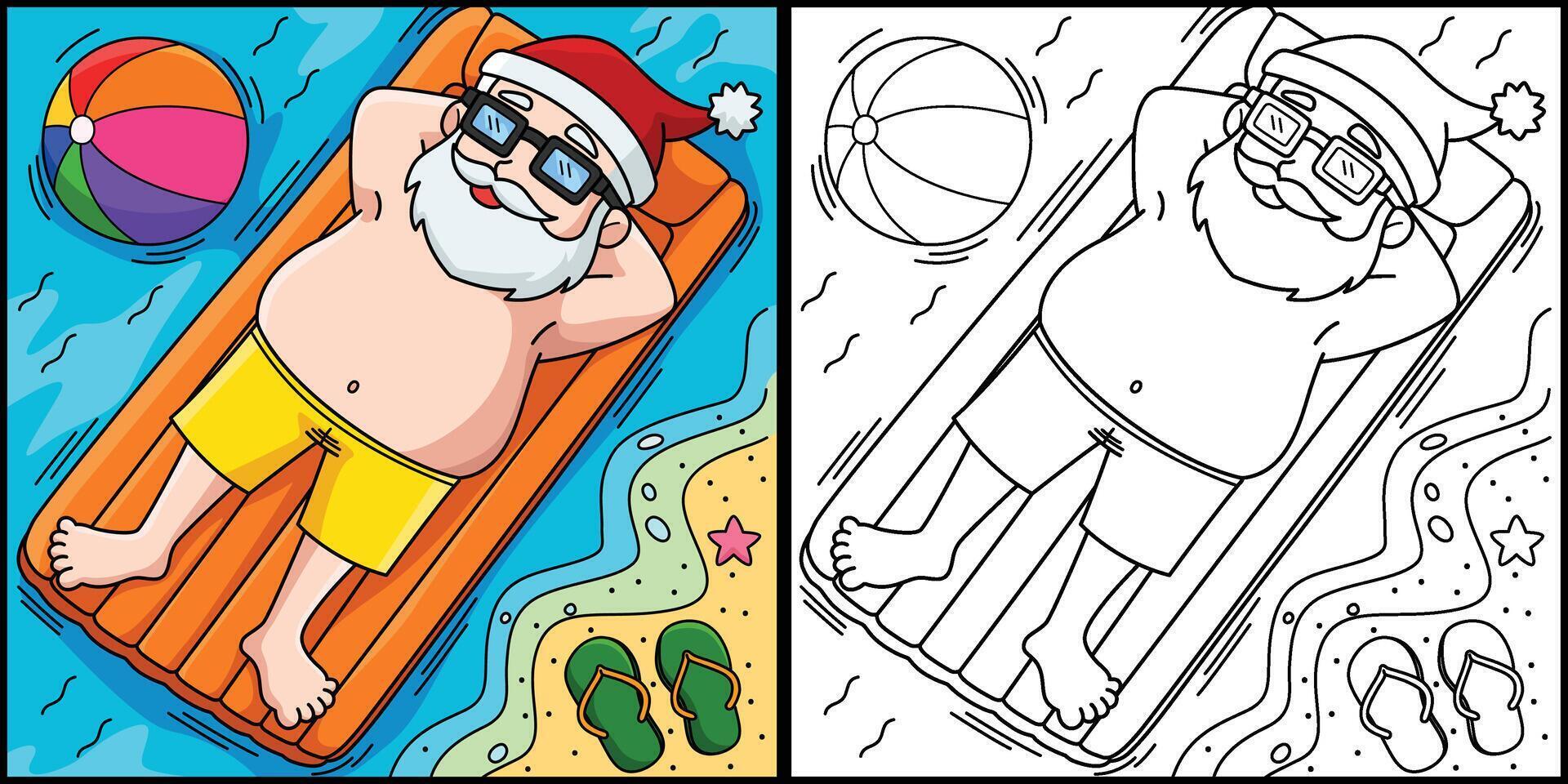 Christmas in July Santa Floating Illustration vector