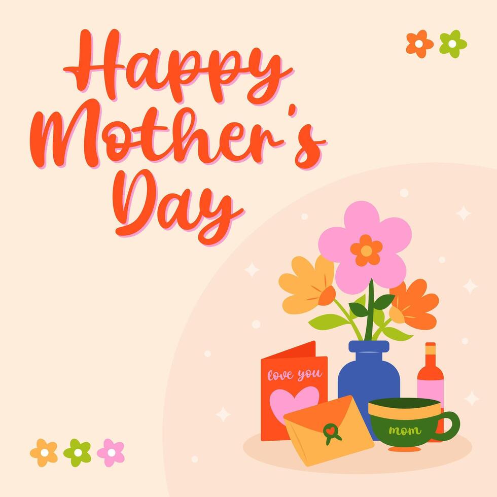 Happy Mothers Day Poster Square Banner Templates vector