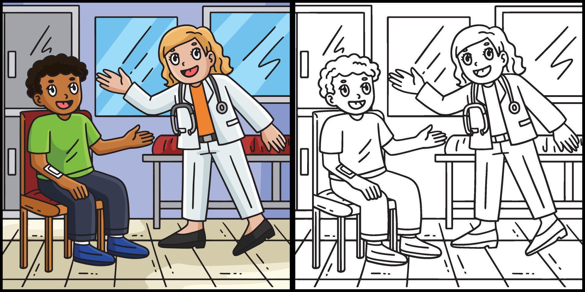 Female Doctor Talking to a Patient Illustration vector