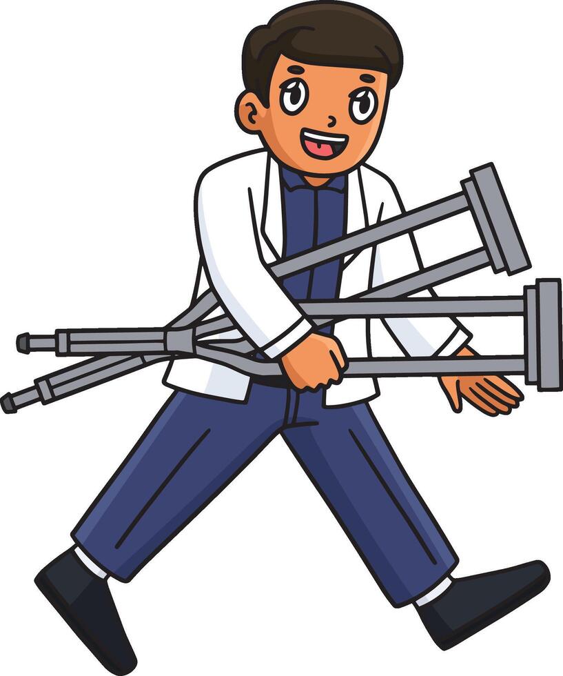 Doctor with a Walking Cane for a Patient Clipart vector