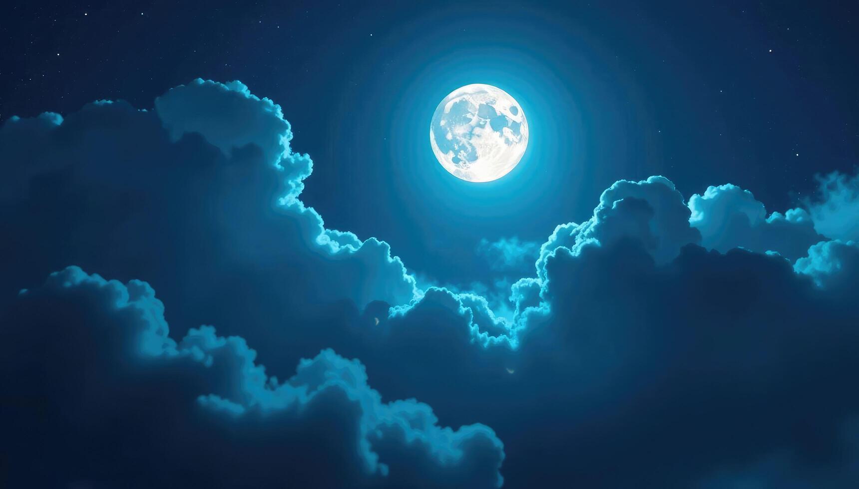 Stormy night with a full moon shining through clouds, cosmos, sky photo