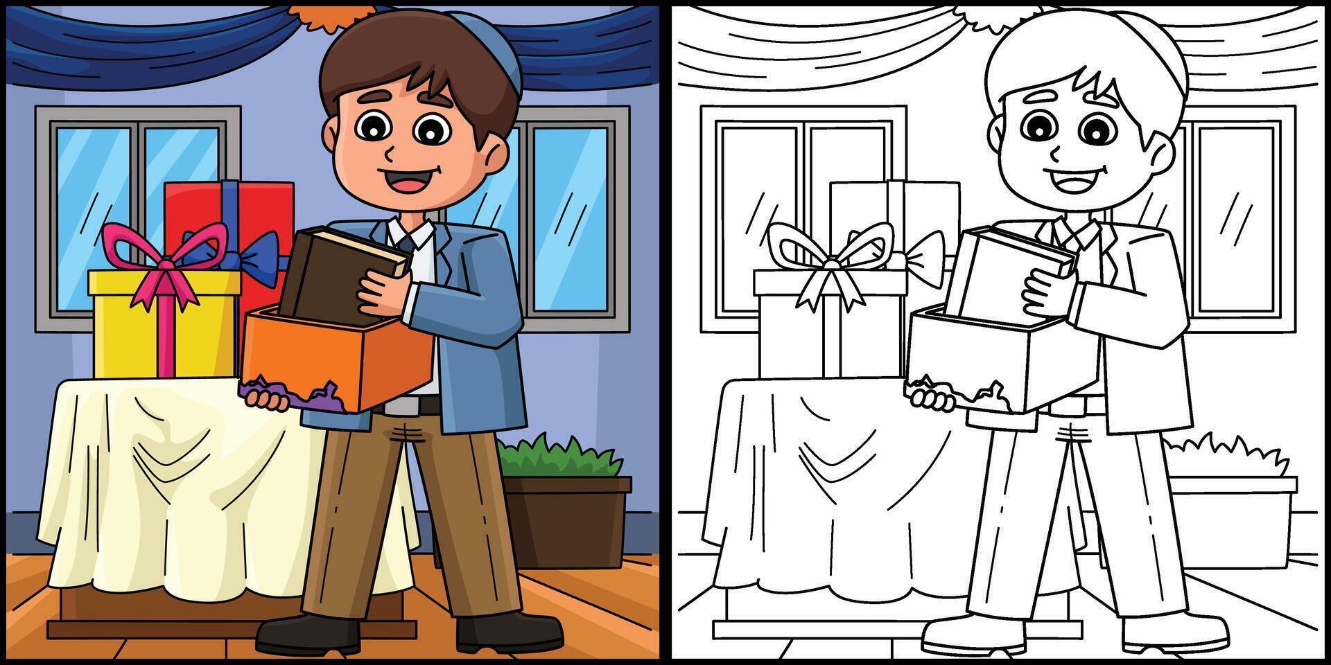 Bar Mitzvah Boy Receiving Gifts Illustration vector