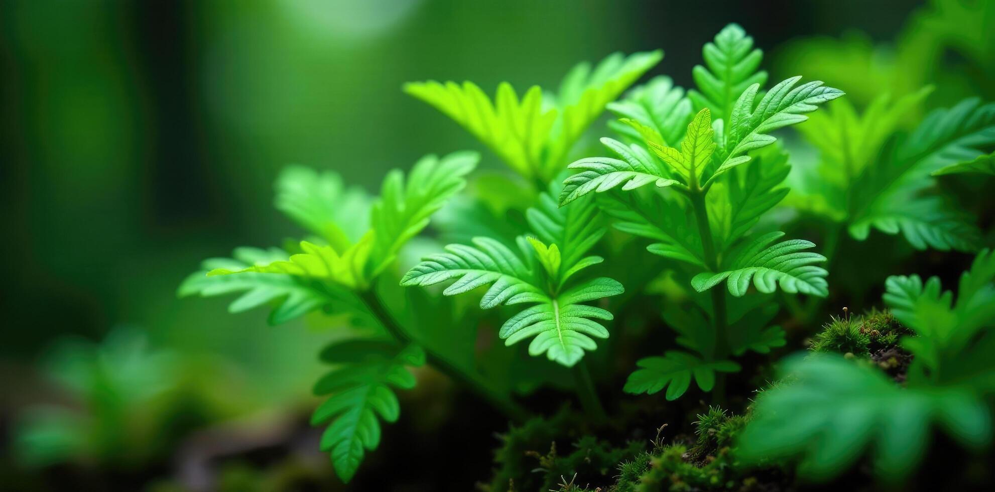 Ferns growing in clusters with intricate veins, plant life, asplenium scolopendrium photo
