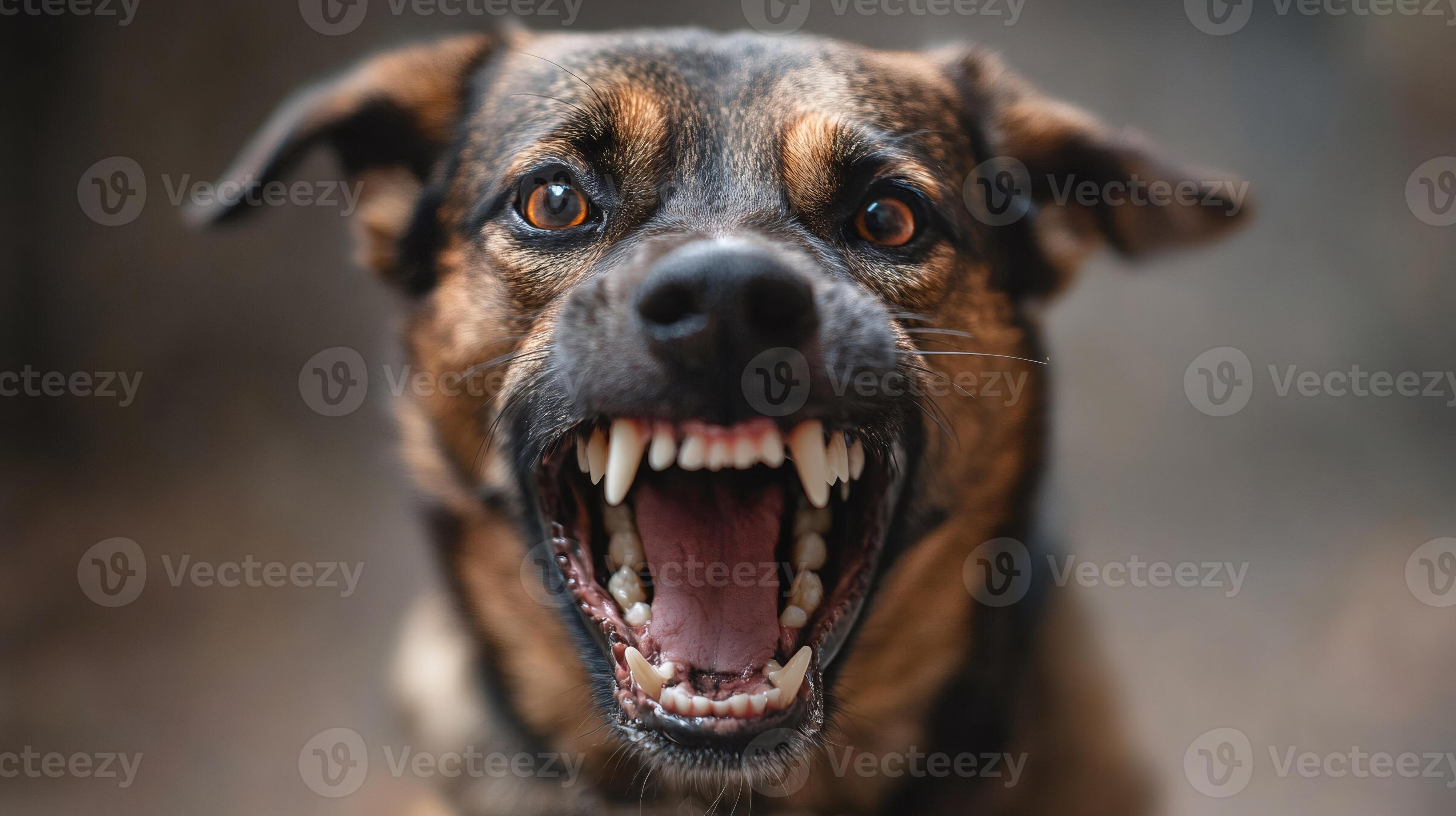 Aggressive dog showing teeth and growling dangerously 58298509 Stock ...