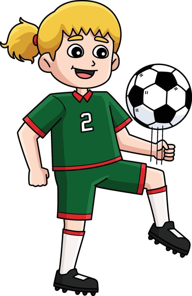 Female Soccer Player Dribbling with Knee Clipart vector