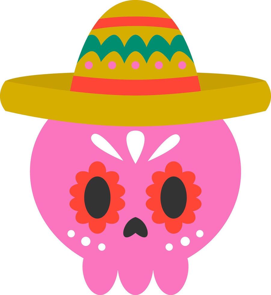 Sugar Skull with Sombrero Cartoon Clipart vector