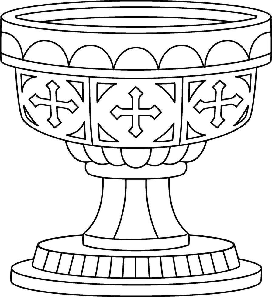 Baptism Baptismal Font Isolated Coloring Page vector