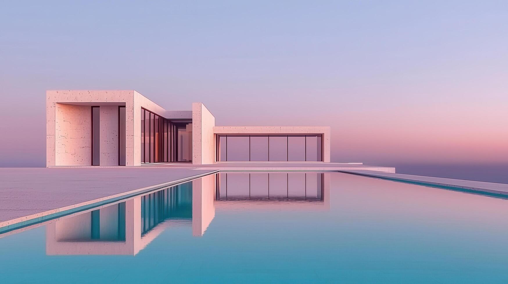 Modern Minimalist House with Infinity Pool at Sunset Stunning Architecture Design photo