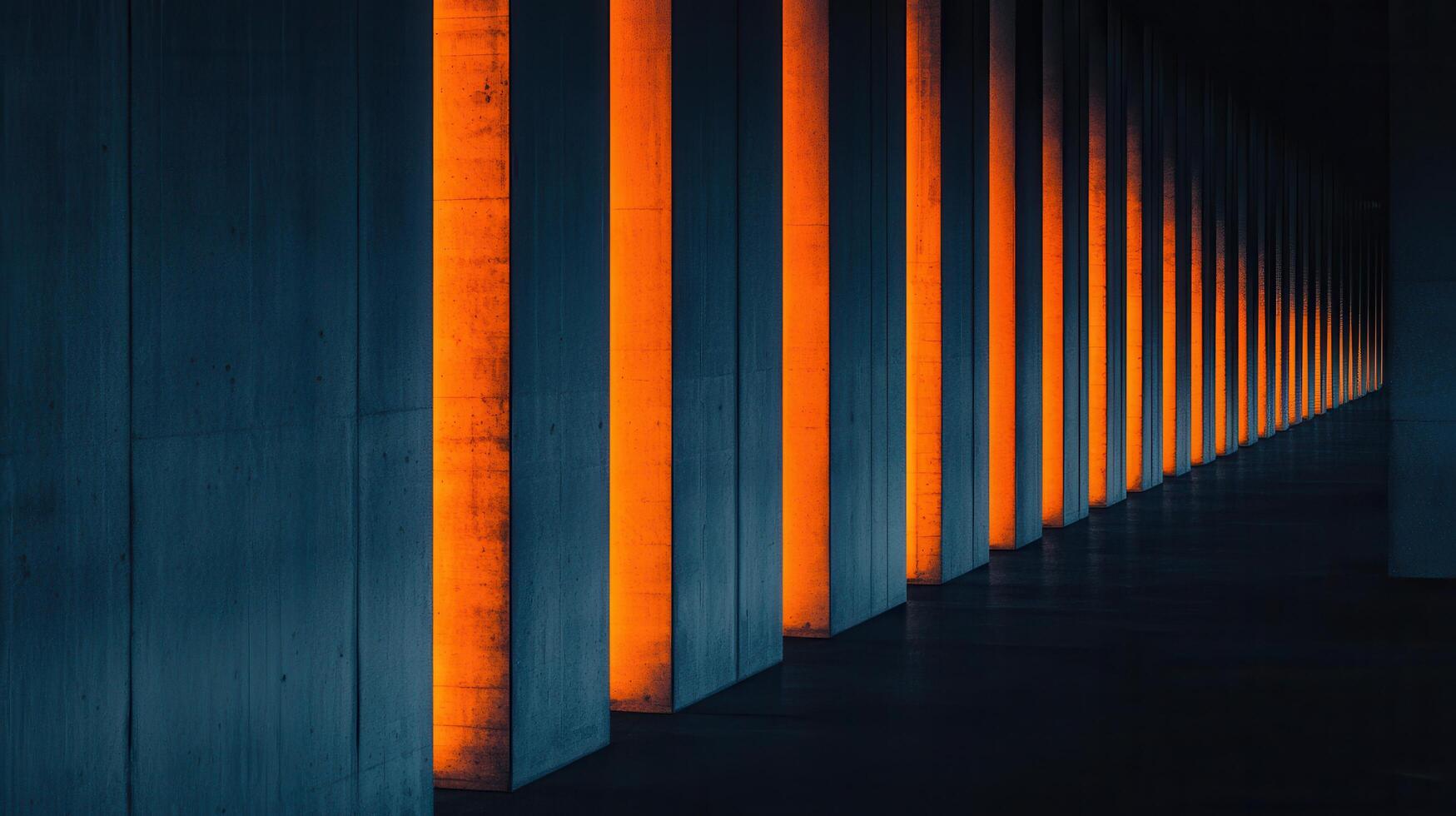 Abstract Architecture Illuminated Concrete Columns in a Modern Building Corridor photo