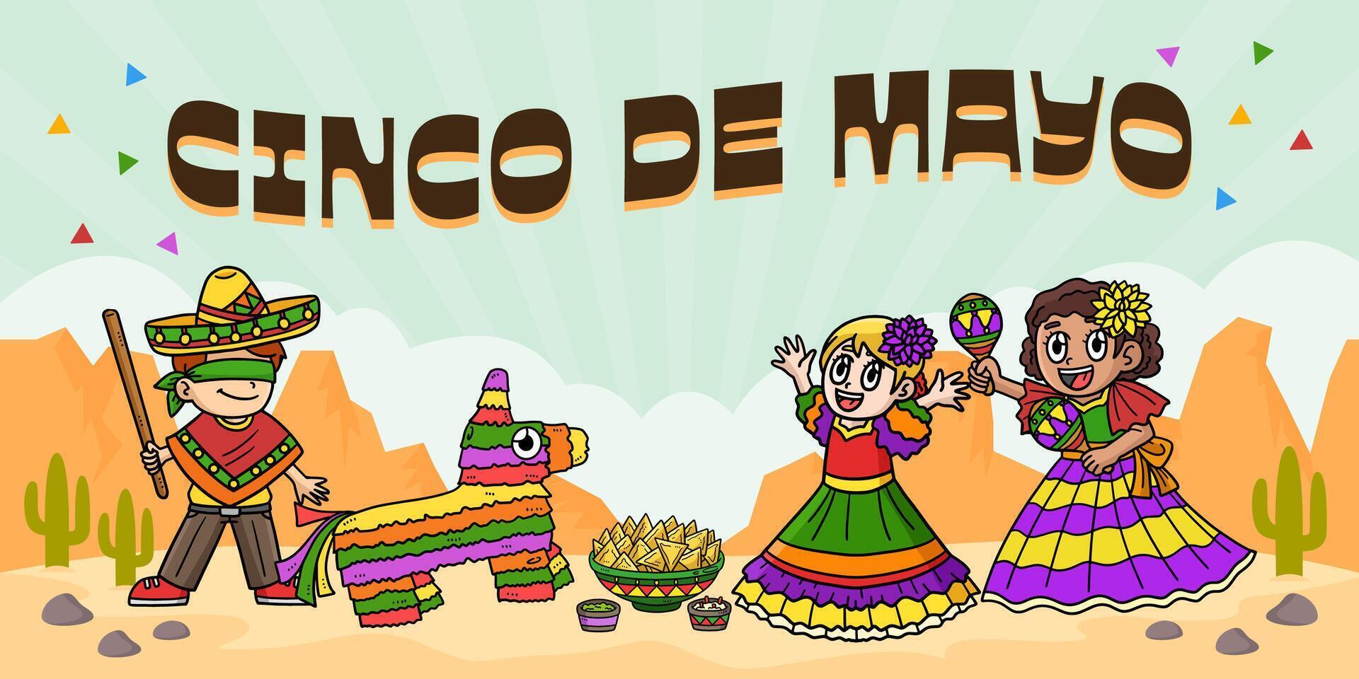 Cinco de Mayo Poster Panorama Banner Background vector