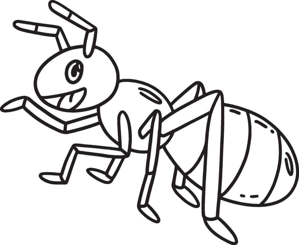 Happy Ant Playing Isolated Coloring Page for Kids vector