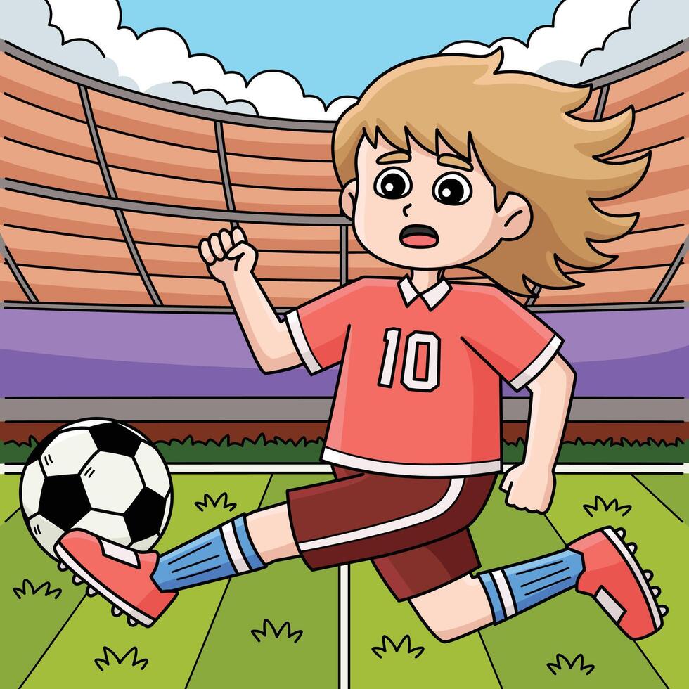 Female Soccer Player Intercepting Pass Colored vector