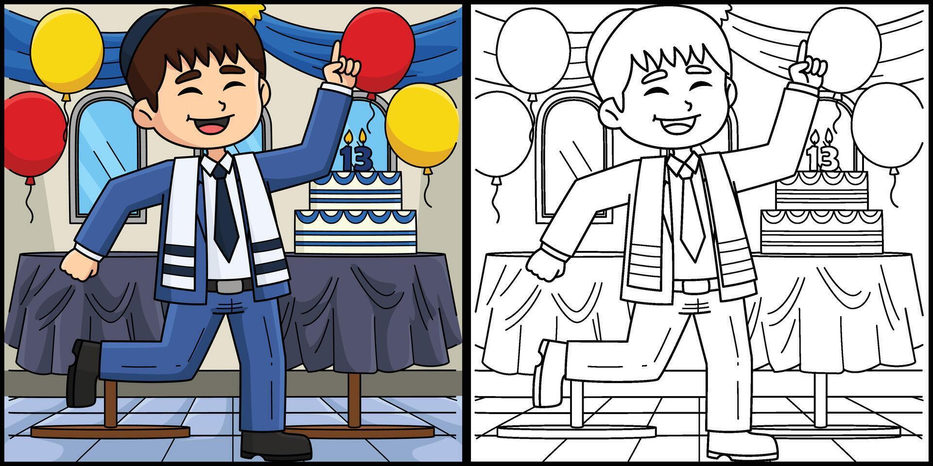 Bar Mitzvah Boy Doing Dancing Illustration vector