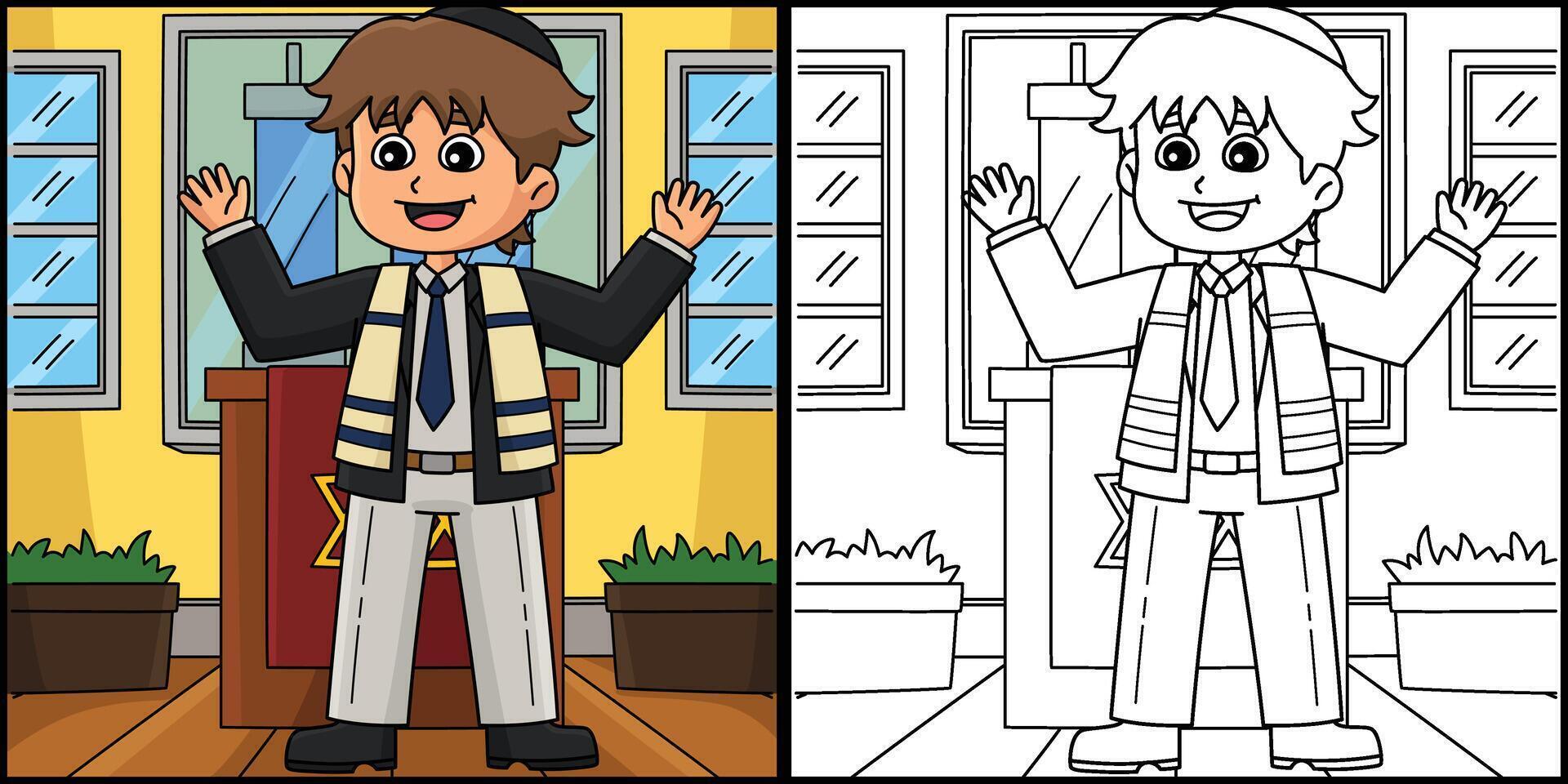 Bar Mitzvah Boy Giving a Speech Illustration vector