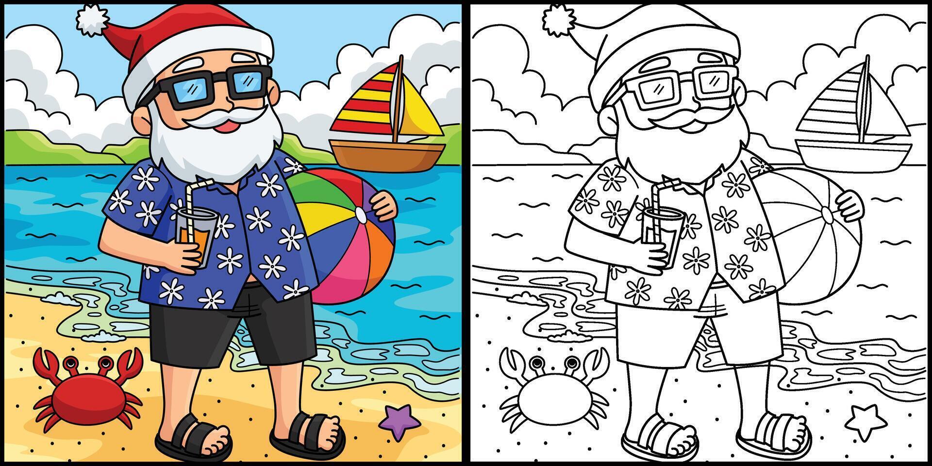 Christmas in July Santa Summer Outfit Illustration vector
