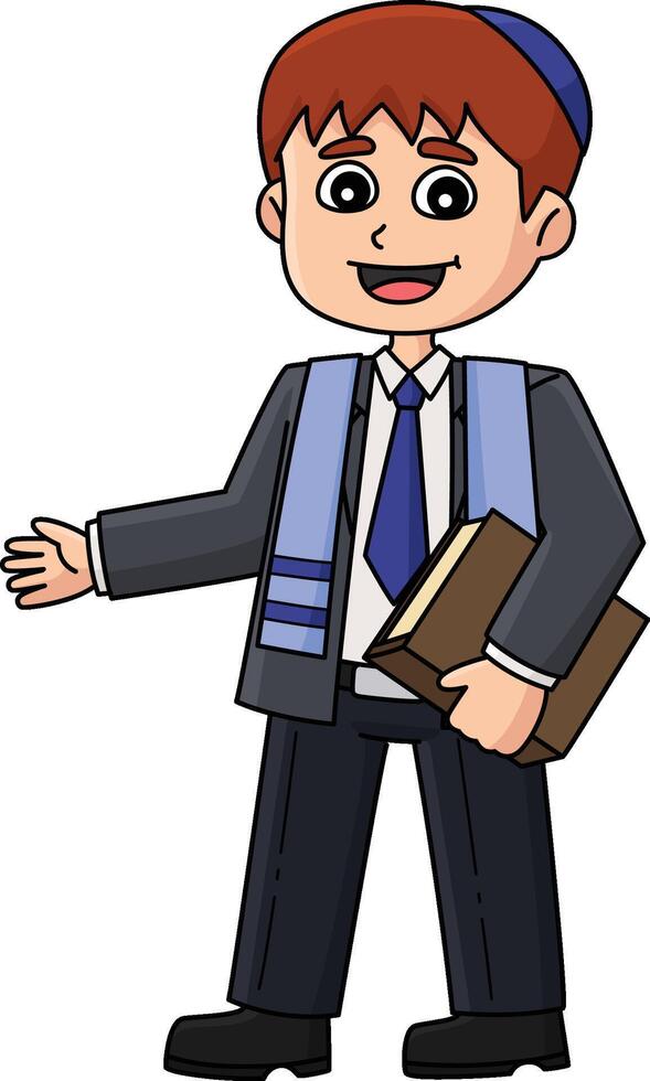 Bar Mitzvah Boy at Synagogue Celebrating Clipart vector