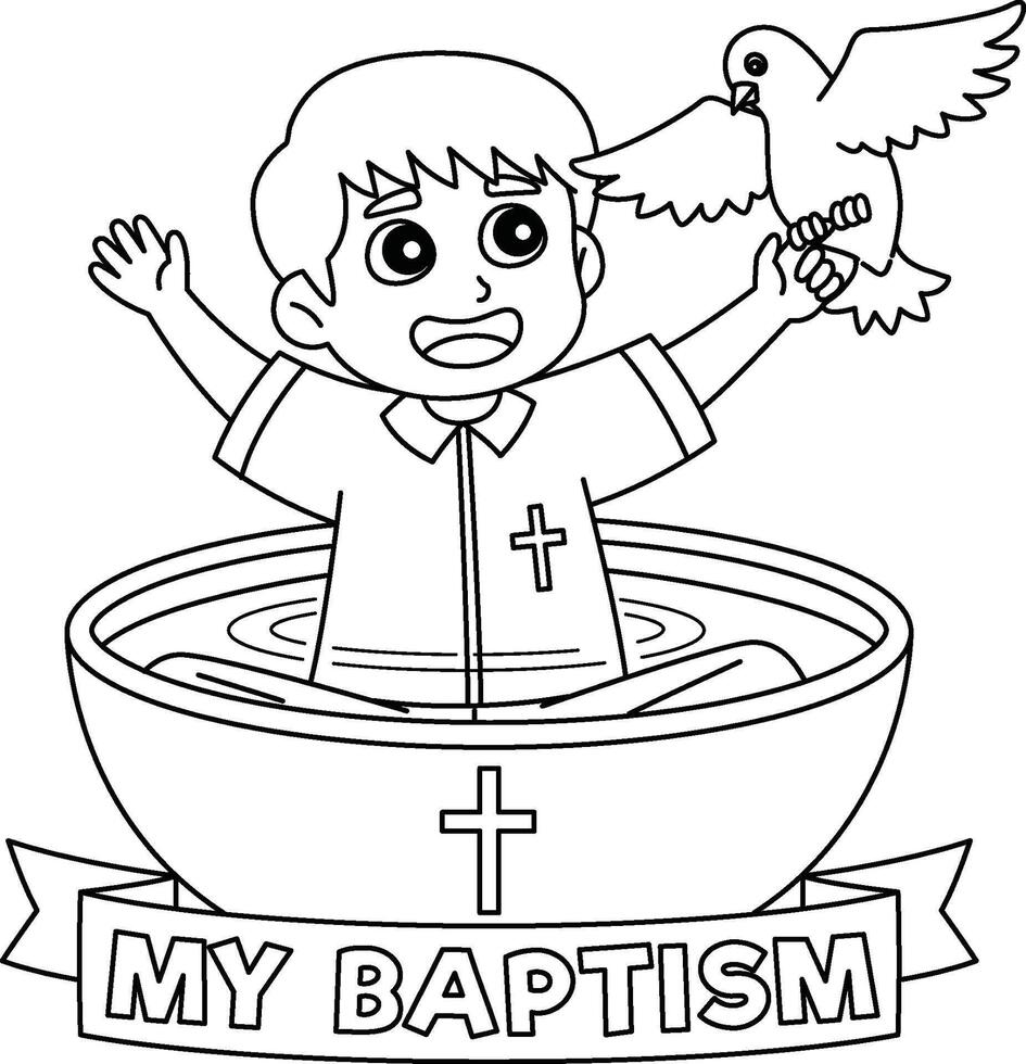 My Baptism Baby Boy Holding a Dove Isolated vector