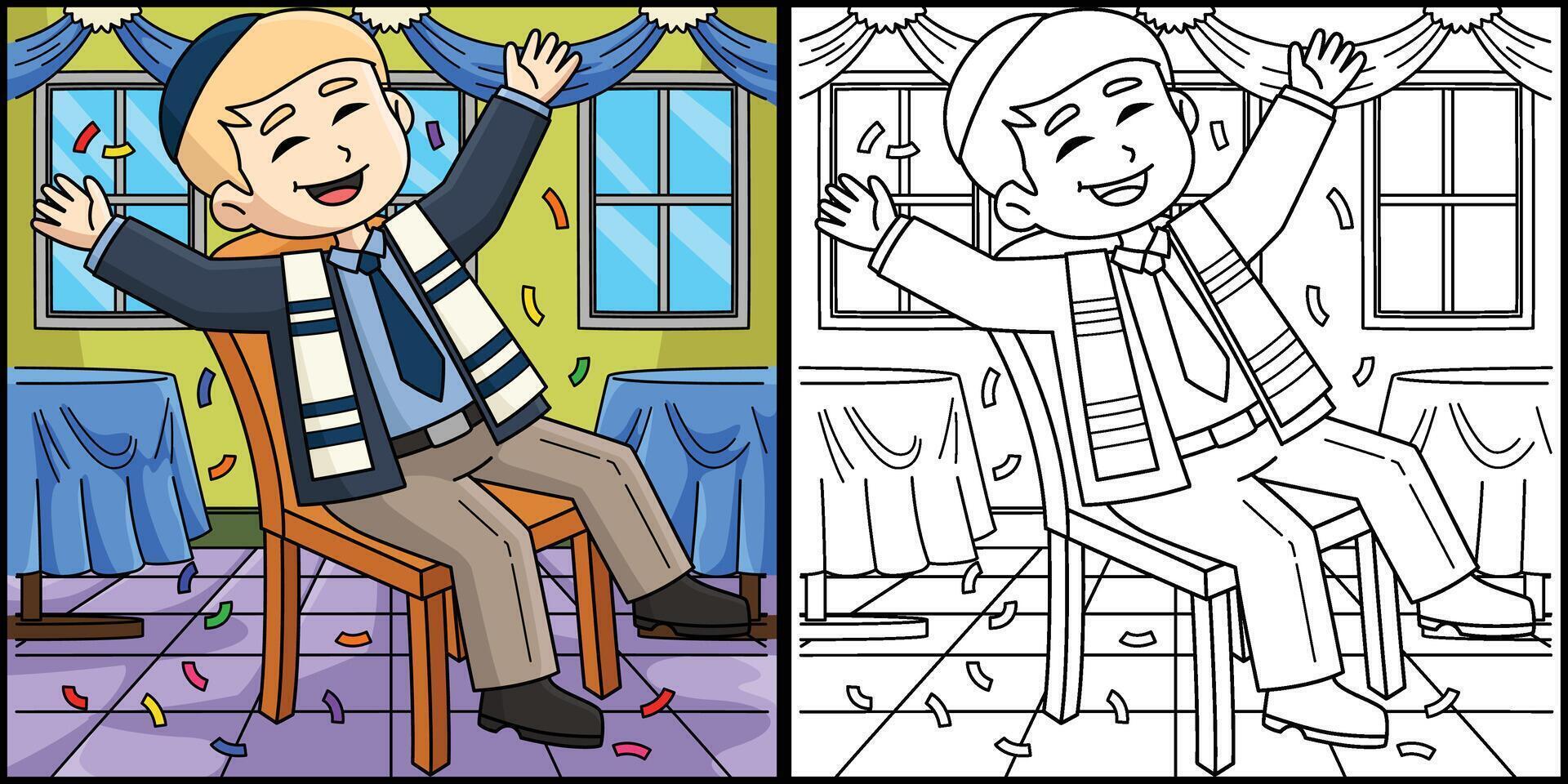 Bar Mitzvah Boy Doing the Hora Illustration vector