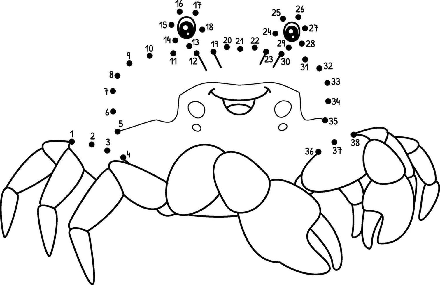 Dot to Dot Red Jamaican Crab Isolated Coloring vector