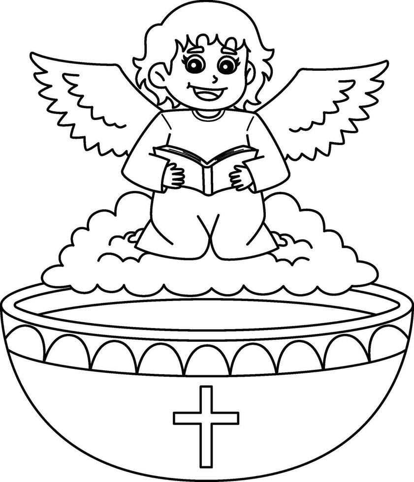 Baptism Angel Base Baptismal Font Isolated vector