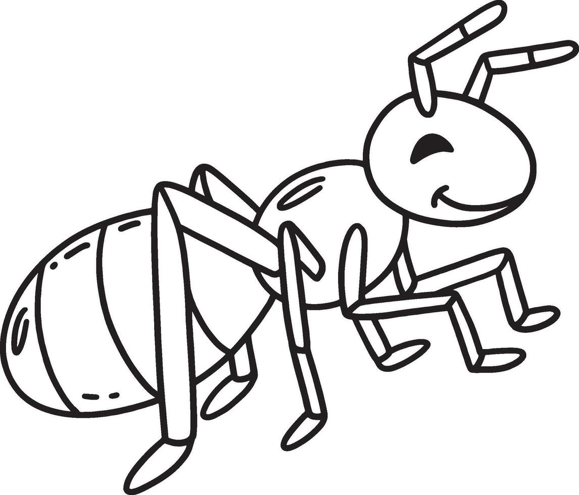 Happy Ant Isolated Coloring Page for Kids vector