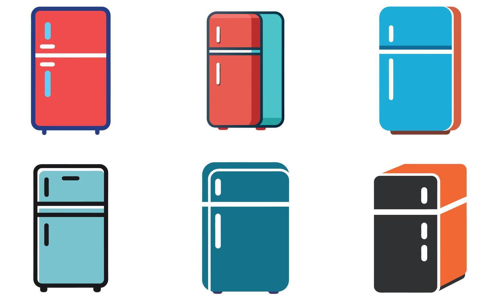 Colorful Refrigerator Icon Set vector