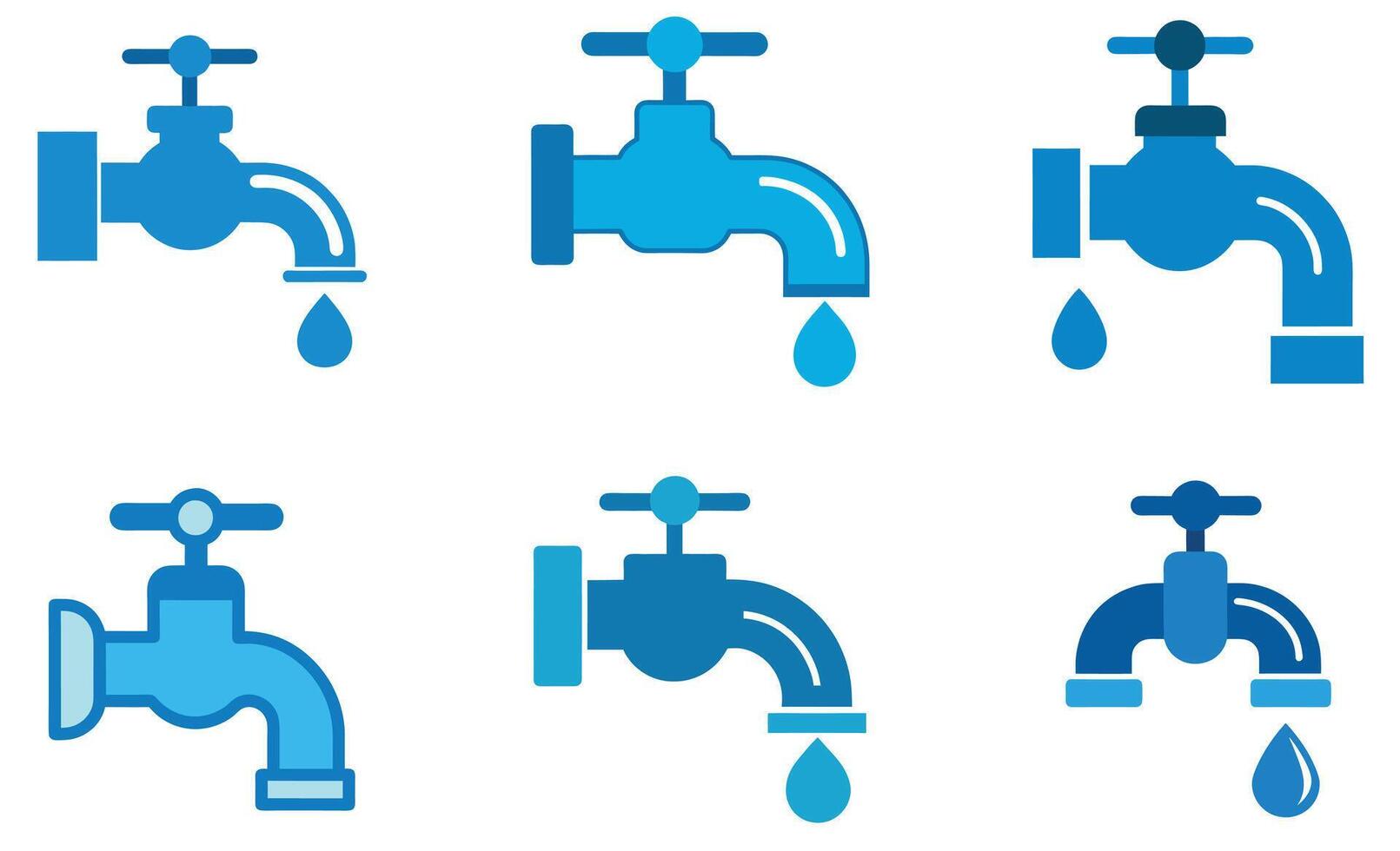 Modern Water Faucet Icon set design vector