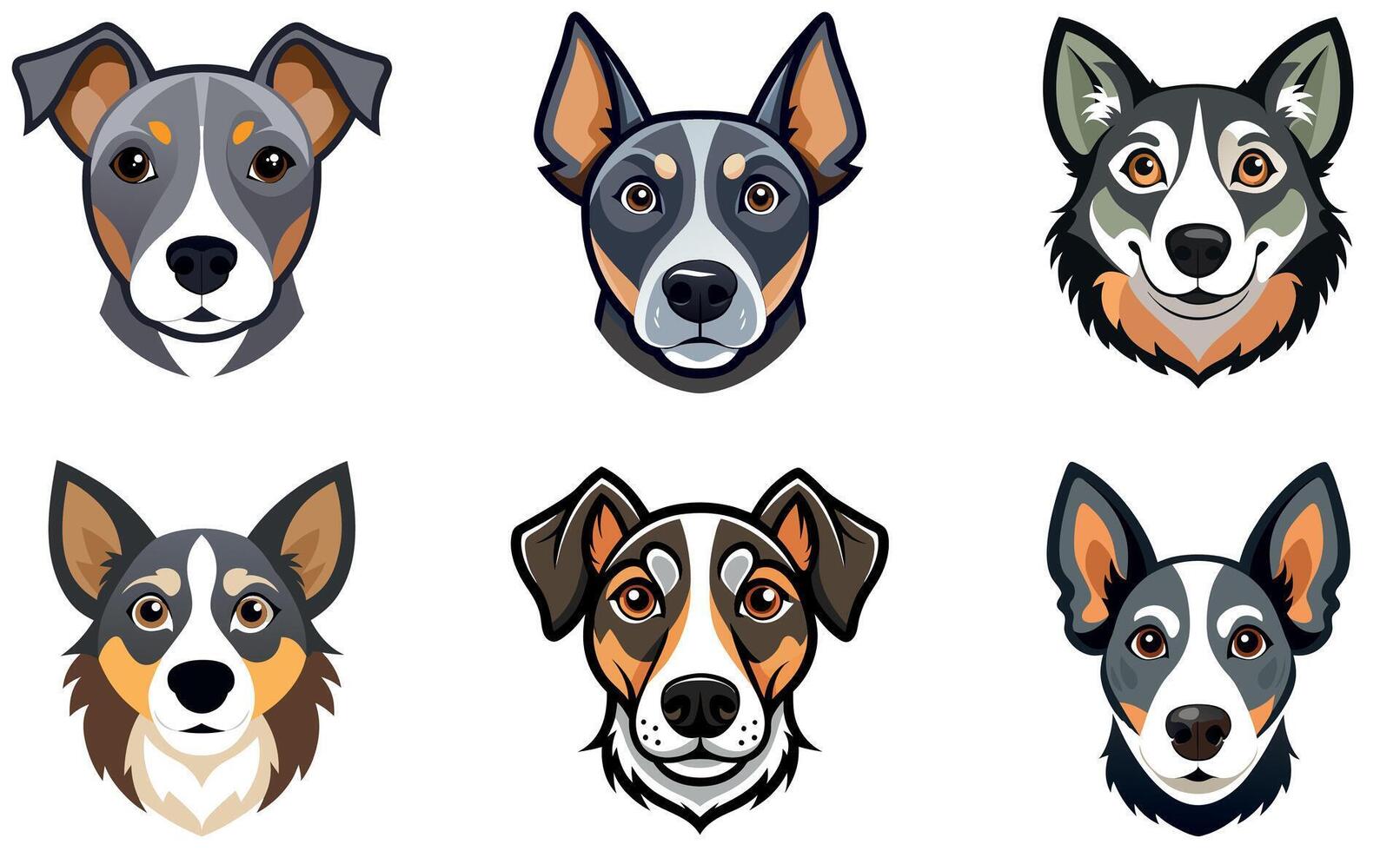 Illustrations of Australian Cattle Dogs and Blue Heelers vector