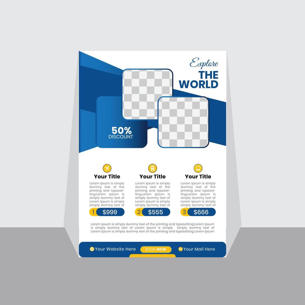 travel and tour flyer design for advertising in social media vector