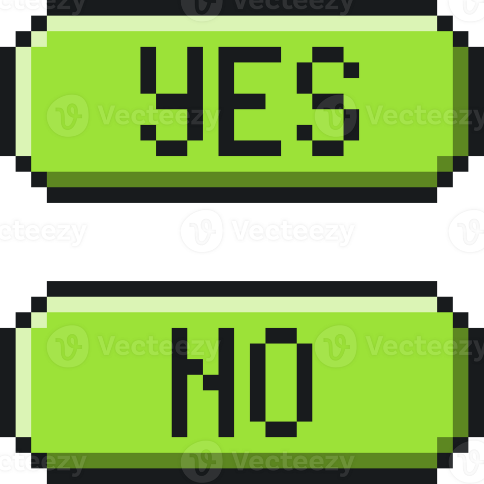 Pixel art Green button yes or no. Retro game button. png