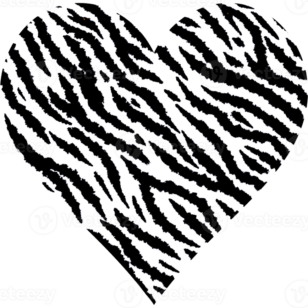 Heart shape zebra print. Zebra stripes. Zebra seamless pattern png