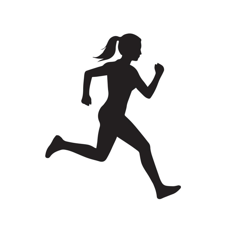 Woman running silhouette illustration for fitness and healthy lifestyle graphic design element use case vector