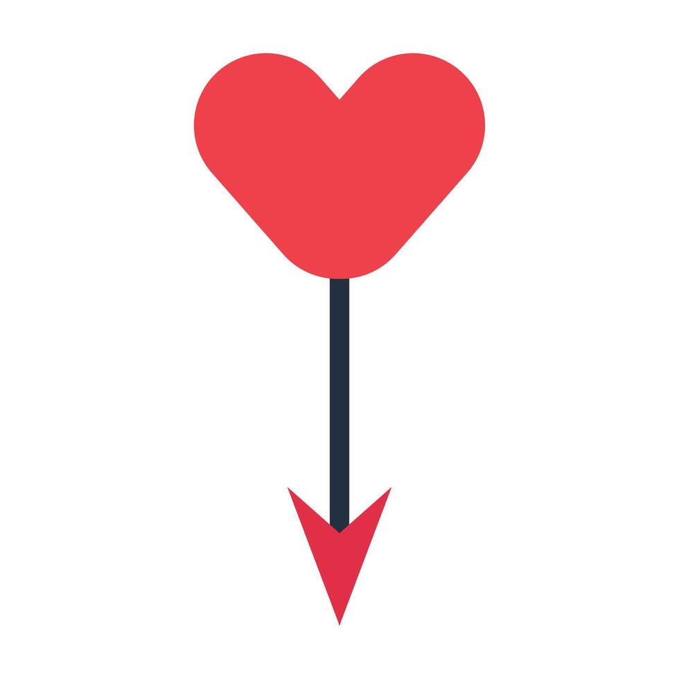 Red Heart Arrow on White Background. Perfect for Valentine's Day, love themes, and vector