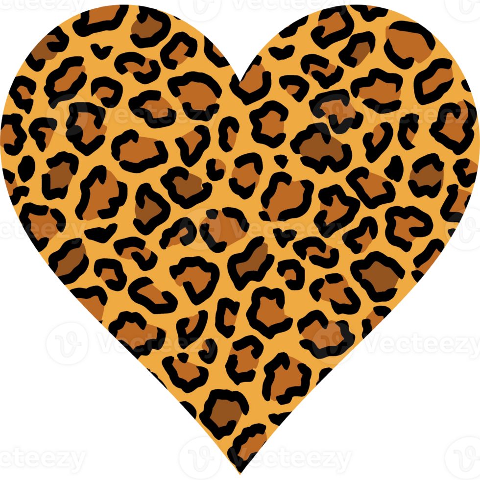 Heart leopard print. Leopard print pattern. Heart shaped png