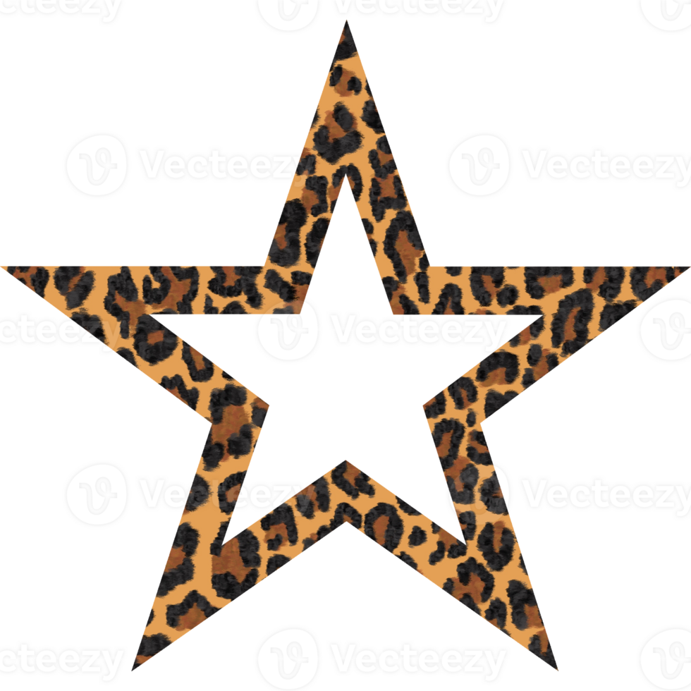 Star shape Leopard pattern. Leopard spots pattern. Y2K Elements png