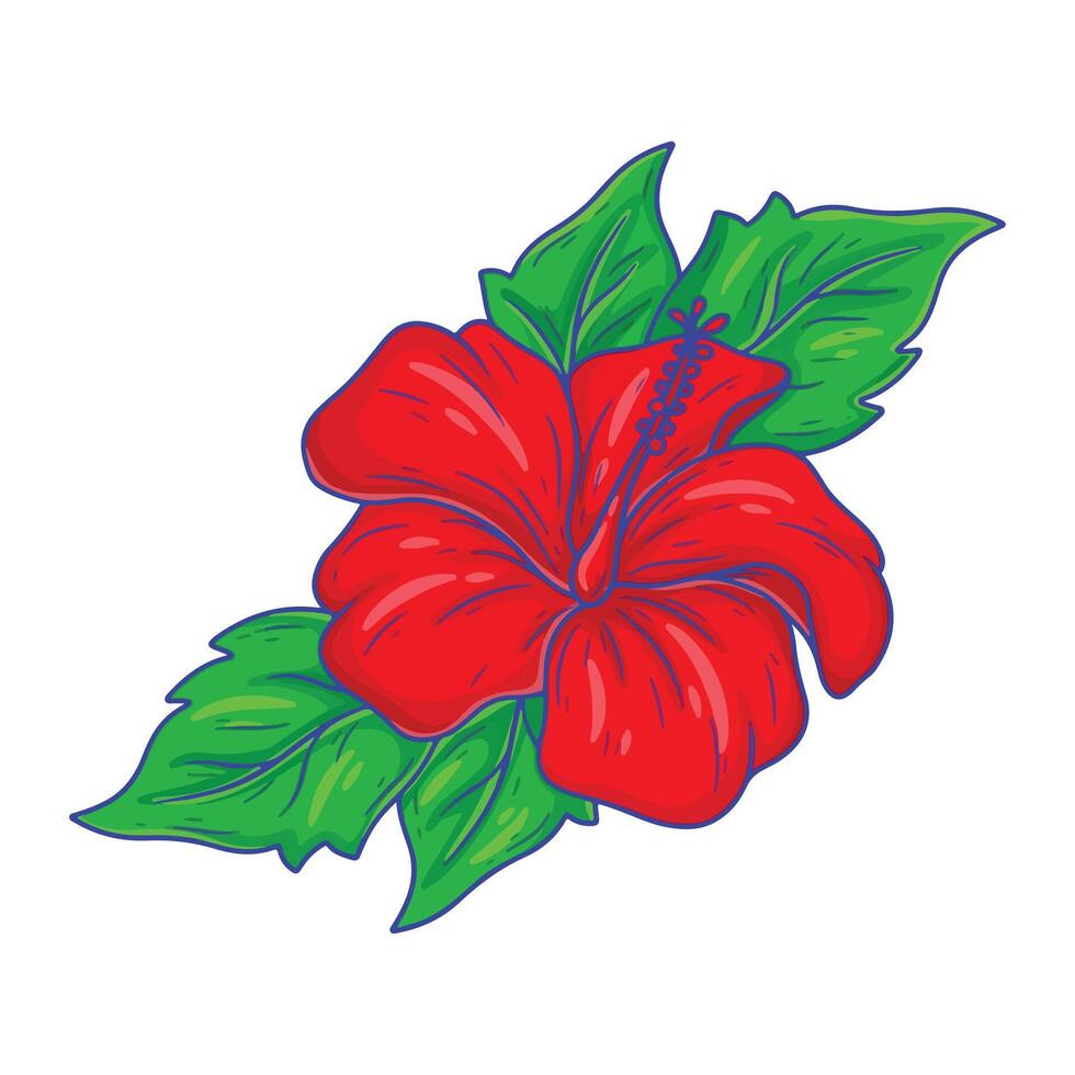 Hibiscus flower. Hand drawn illustration isolated on white background. vector