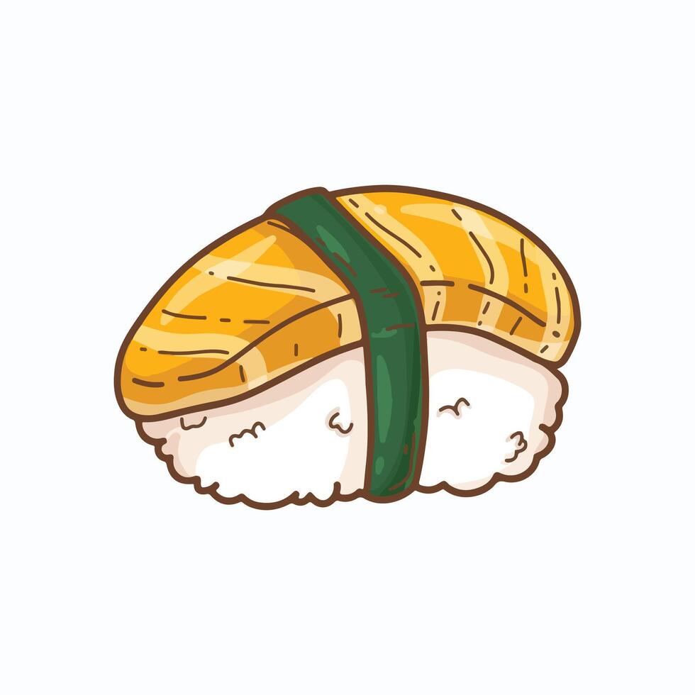 Illustration of sushi salmon isolated on white background. illustration vector