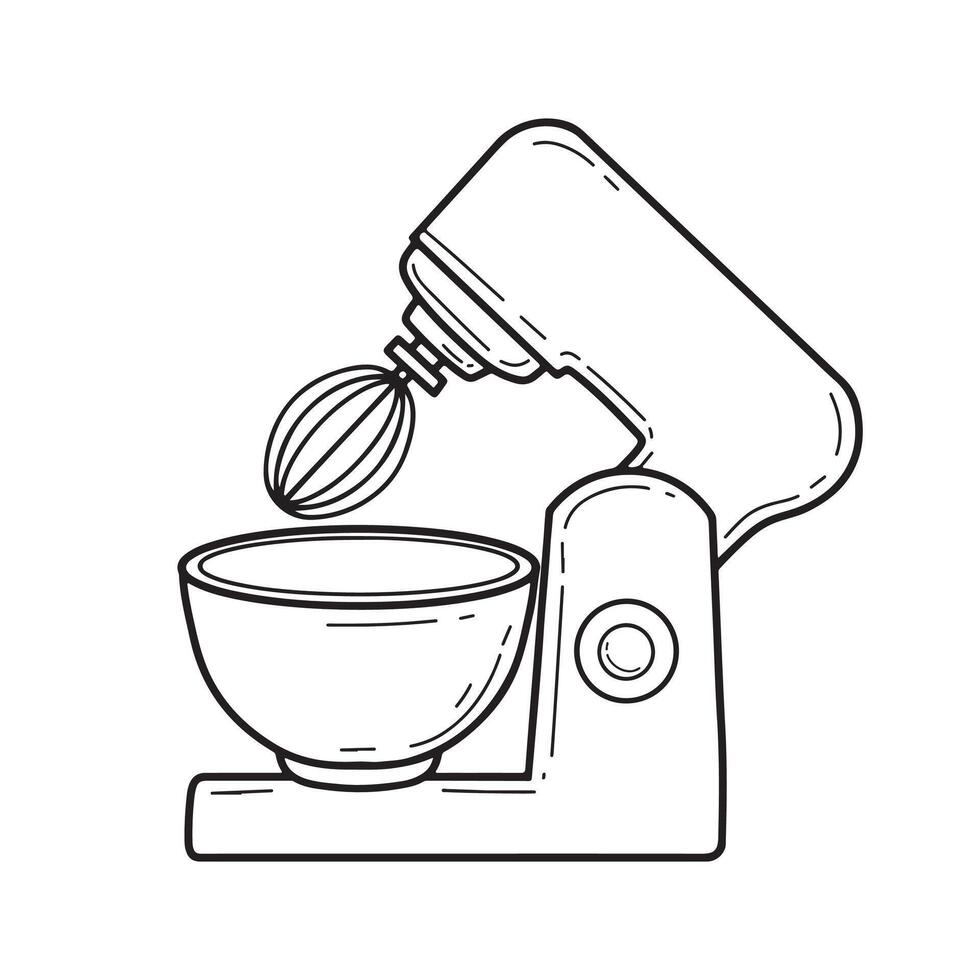 illustration of food processor and bowl. Kitchen utensil vector