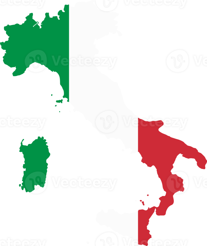 Italy map with flag on transparent background. png